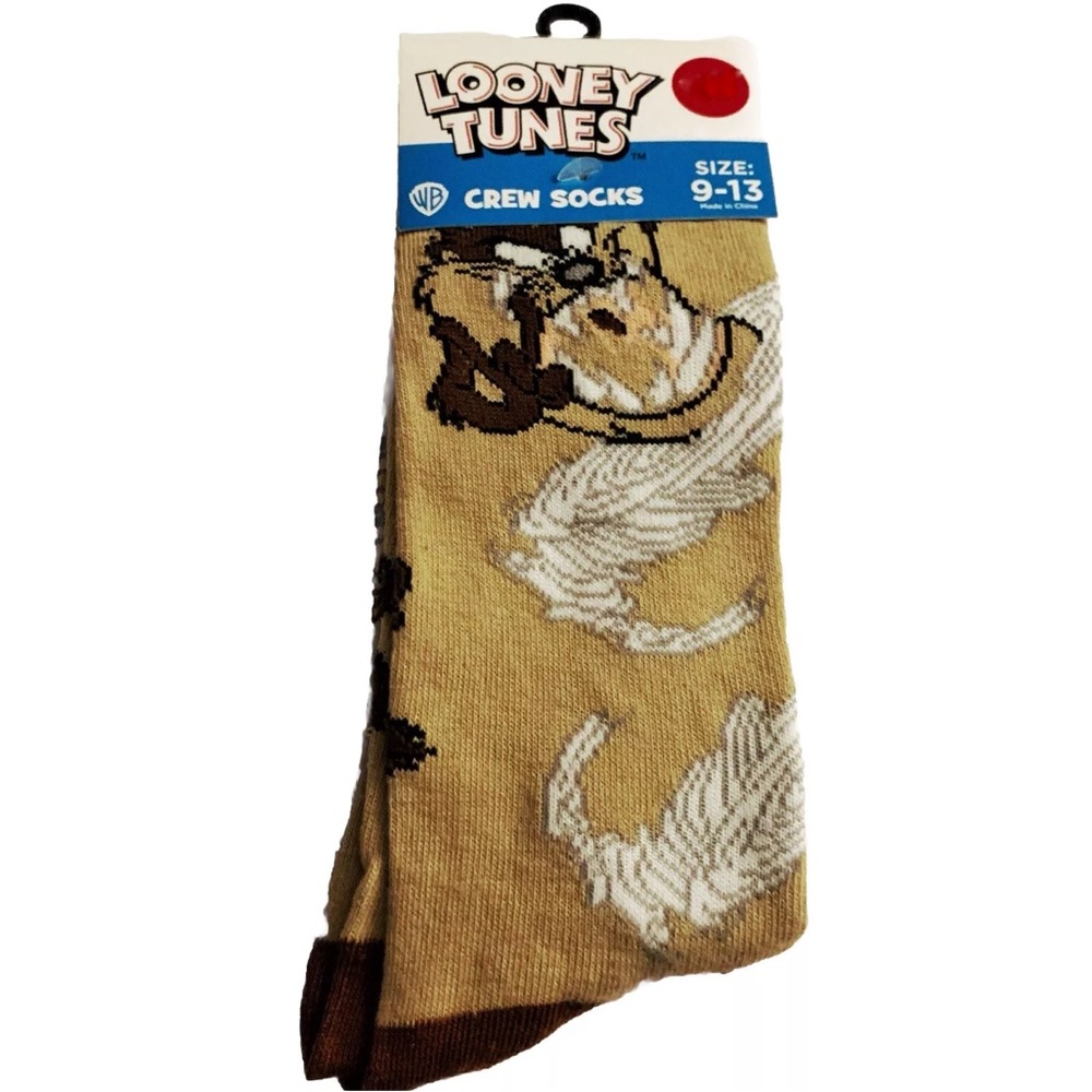 Looney Tunes Tasmanian Devil Men’s Printed Crew Socks OS